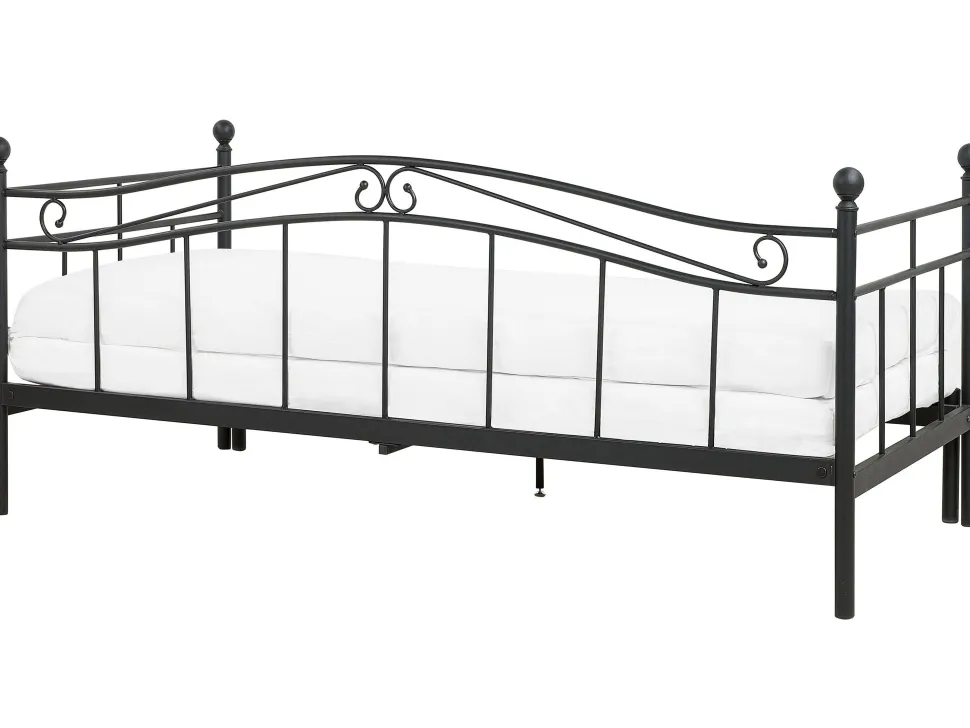 Metallbett Ausziehbar Schwarz Lattenrost 80 X 200 Cm Tulle