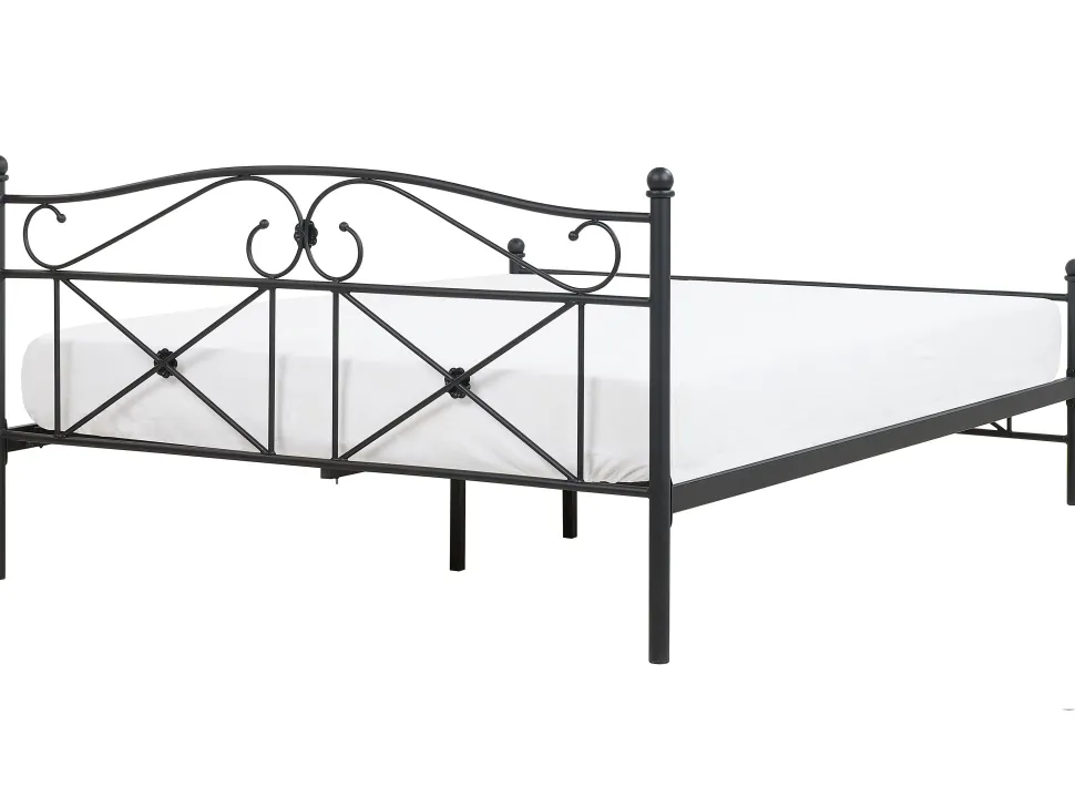 Metallbett Schwarz Lattenrost 140 X 200 Cm Rodez