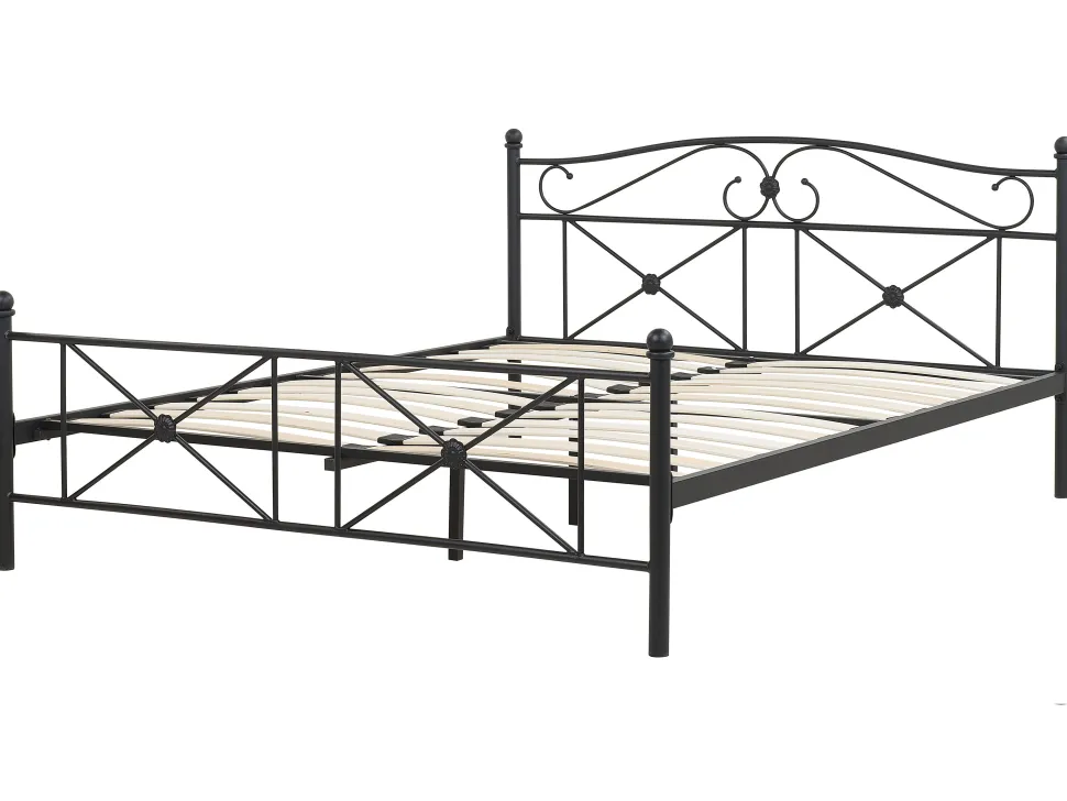 Metallbett Schwarz Lattenrost 140 X 200 Cm Rodez