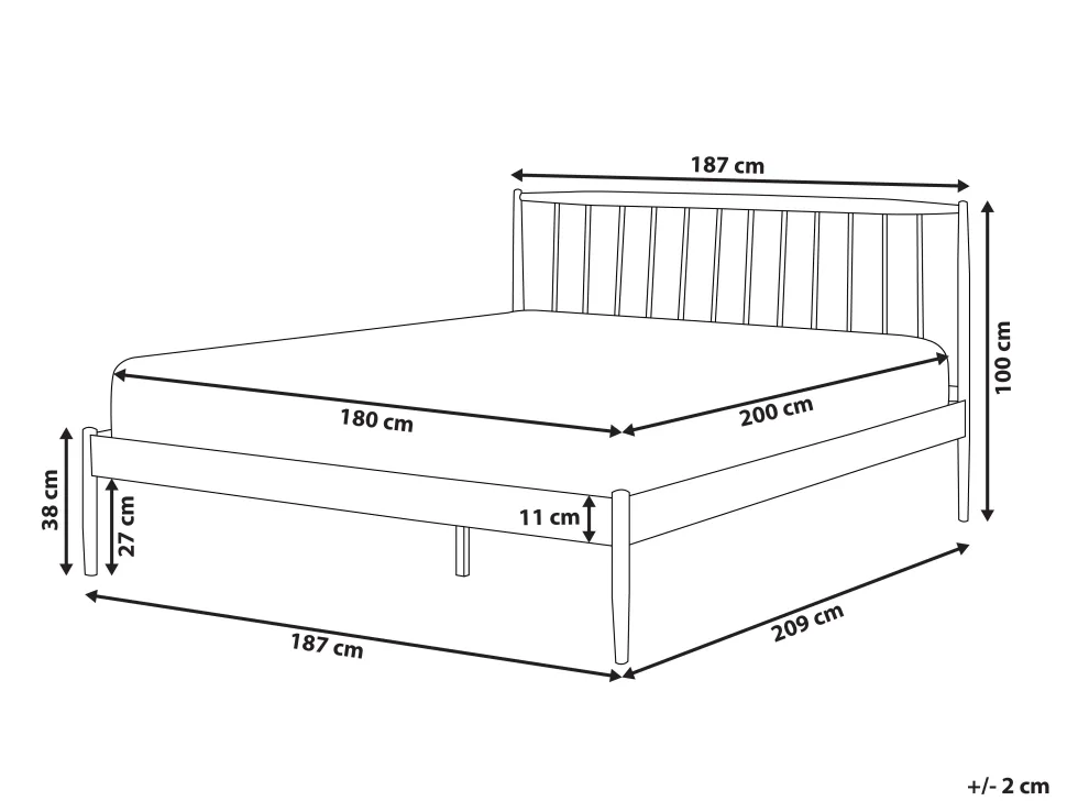 Metallbett Weis / Heller Holzfarbton Lattenrost 180 X 200 Cm Maurs