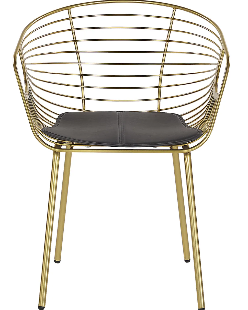 Metallstuhl Gold Mit Kunstleder-Sitz 2Er Set Hoback