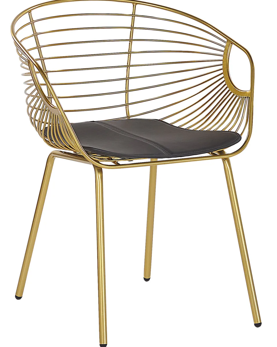 Metallstuhl Gold Mit Kunstleder-Sitz 2Er Set Hoback