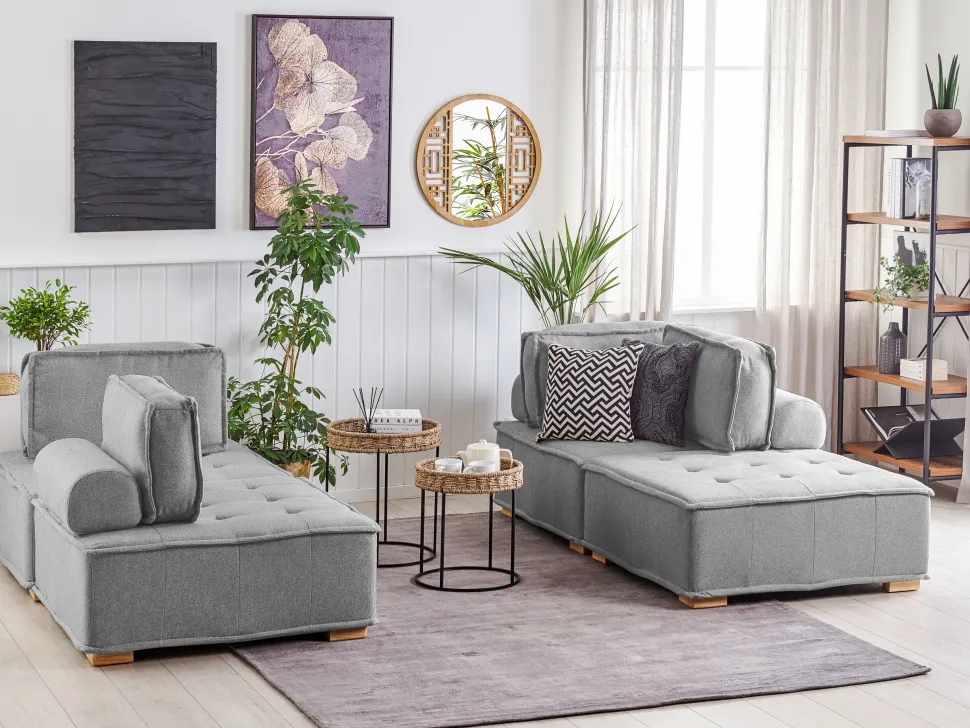Modular Fabric Sofa Set Grey Tibro