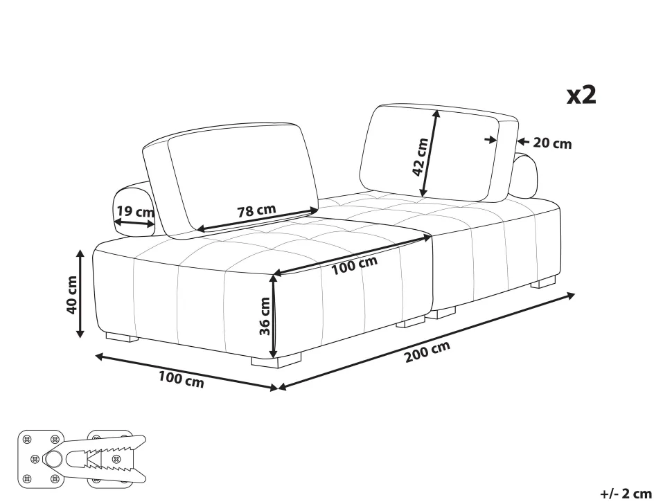 Modular Fabric Sofa Set Grey Tibro