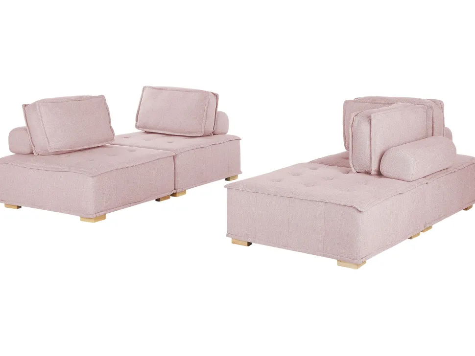 Modular Fabric Sofa Set Pink Tibro