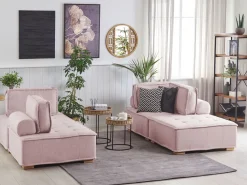 Modular Fabric Sofa Set Pink Tibro