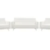 Modular Faux Leather Living Room Set White Aberdeen