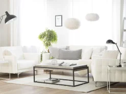 Modular Faux Leather Living Room Set White Aberdeen