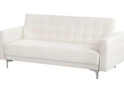 Modular Faux Leather Living Room Set White Aberdeen