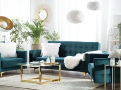 Modular Velvet Living Room Set Teal Aberdeen