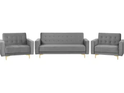 Modular Velvet Living Room Set Grey Aberdeen