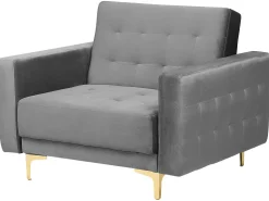 Modular Velvet Living Room Set Grey Aberdeen