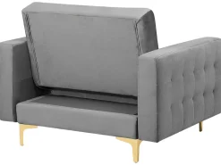 Modular Velvet Living Room Set Grey Aberdeen