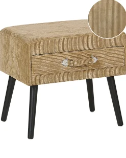 Nachttisch Beige Cord Koffer-Design Eurostar