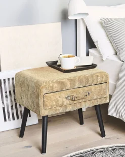 Nachttisch Beige Cord Koffer-Design Eurostar