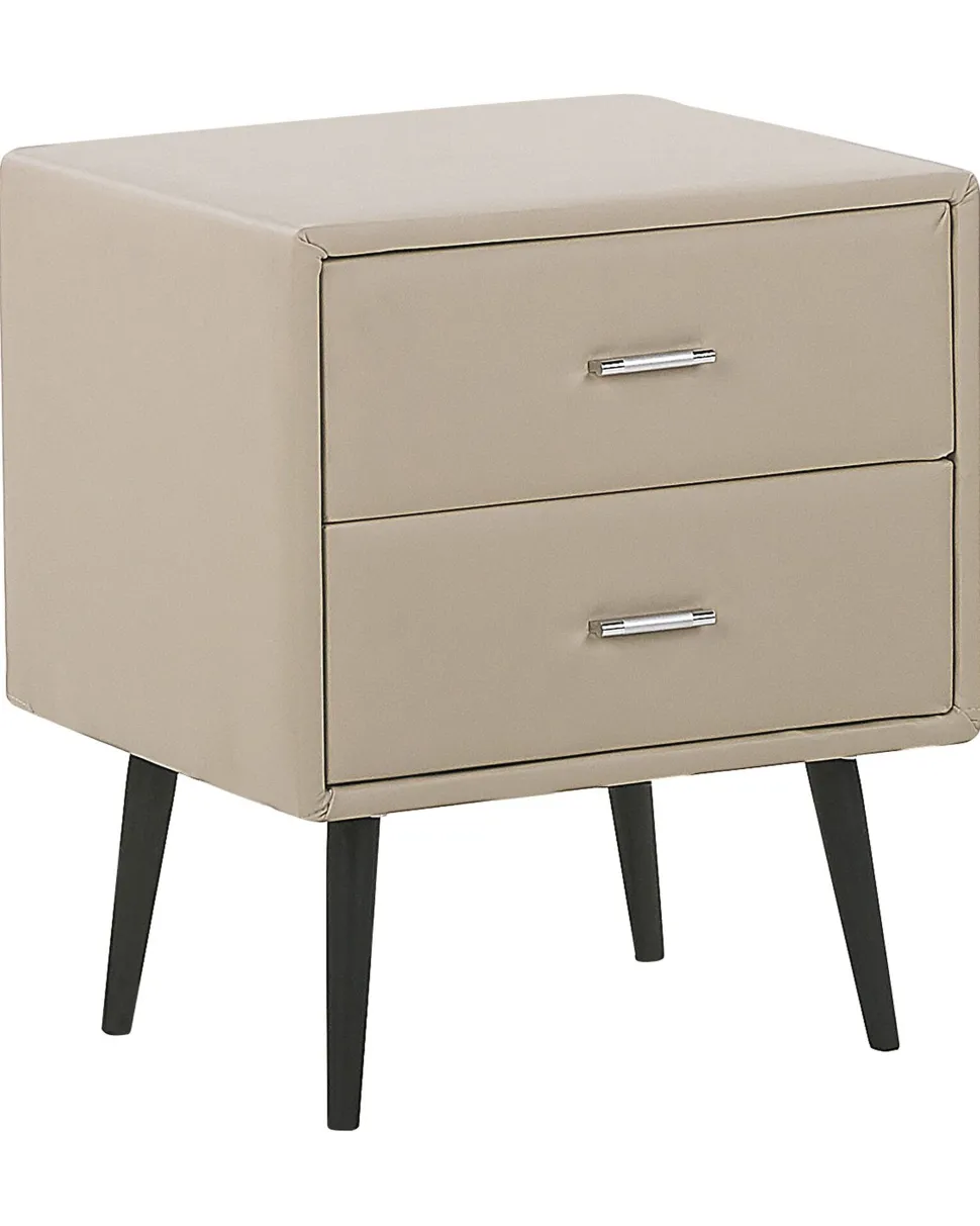 Nachttisch Beige Kunstleder 2 Schubladen Essonne