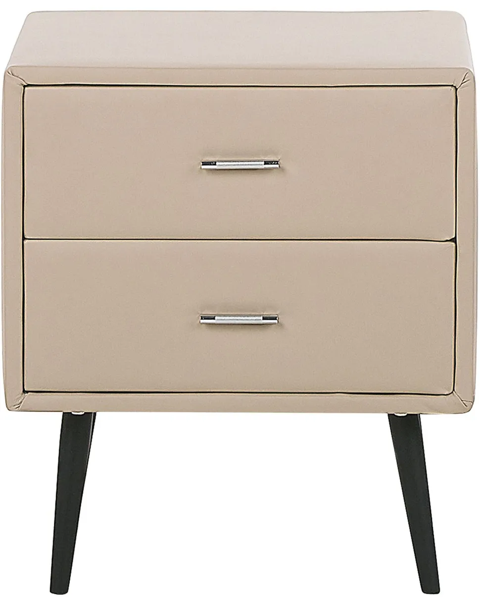 Nachttisch Beige Kunstleder 2 Schubladen Essonne