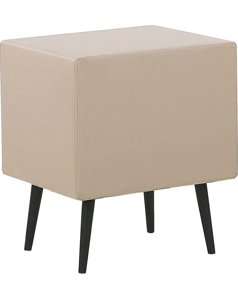 Nachttisch Beige Kunstleder 2 Schubladen Essonne
