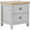 Nachttisch Grau / Heller Holzfarbton 2 Schubladen Clio