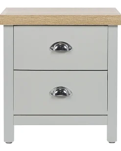 Nachttisch Grau / Heller Holzfarbton 2 Schubladen Clio