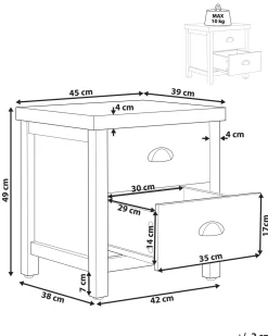 Nachttisch Grau / Heller Holzfarbton 2 Schubladen Clio