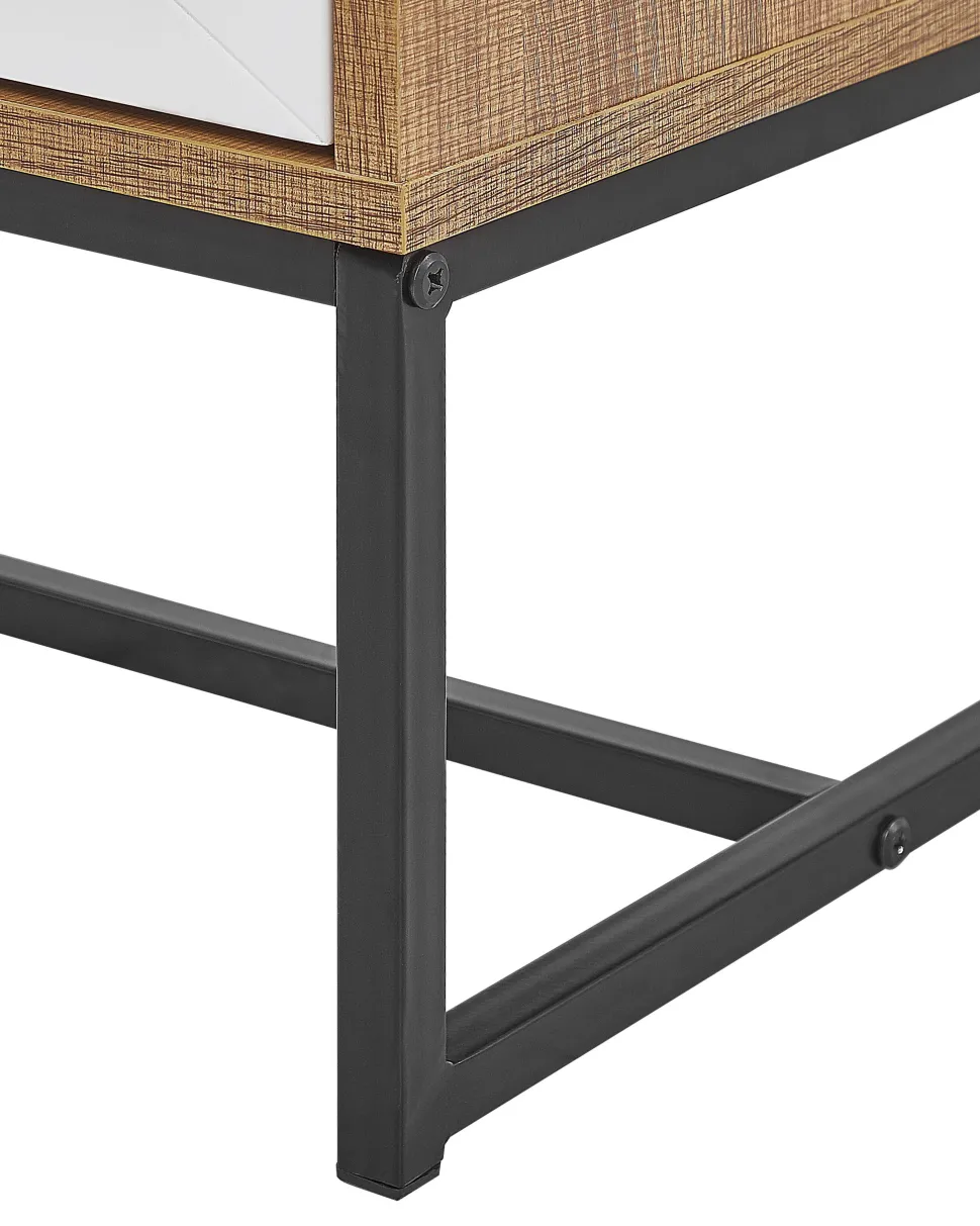 Nachttisch Heller Holzfarbton / Weis 2 Schubladen Nueva