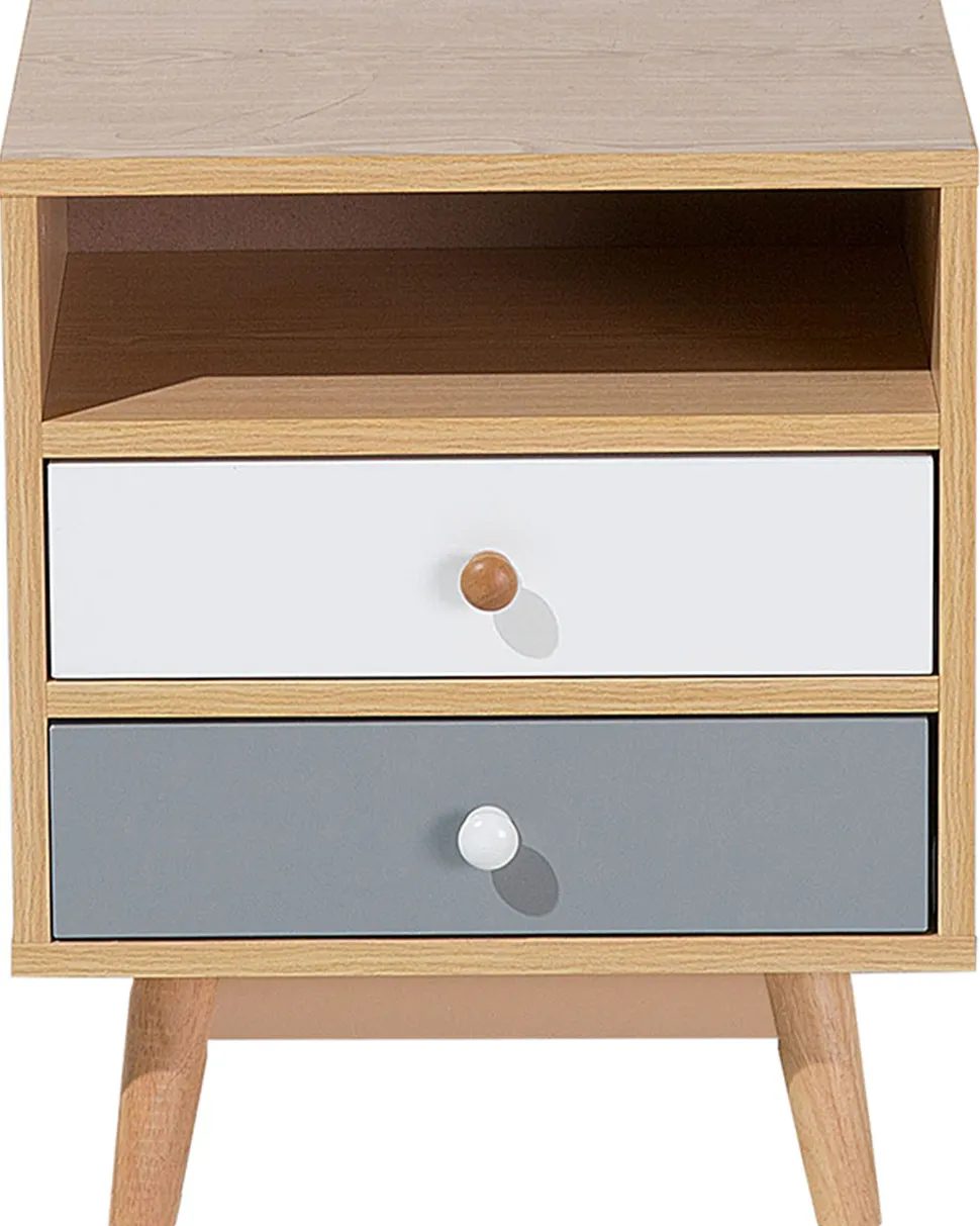 Nachttisch Heller Holzfarbton 2 Schubladen Fargo