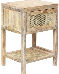 Nachttisch Rattan Heller Holzfarbton 1 Schublade 35 X 29 Cm Esto
