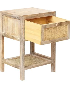 Nachttisch Rattan Heller Holzfarbton 1 Schublade 35 X 29 Cm Esto