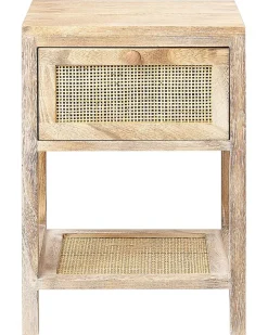 Nachttisch Rattan Heller Holzfarbton 1 Schublade 35 X 29 Cm Esto