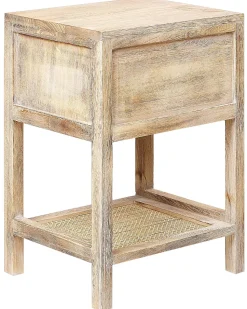 Nachttisch Rattan Heller Holzfarbton 1 Schublade 35 X 29 Cm Esto