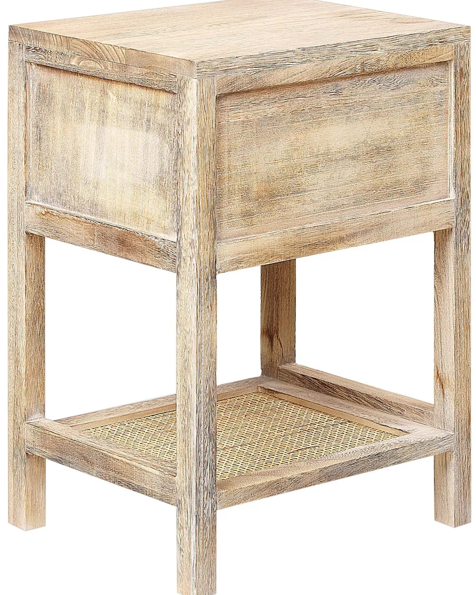 Nachttisch Rattan Heller Holzfarbton 1 Schublade 35 X 29 Cm Esto