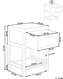 Nachttisch Rattan Heller Holzfarbton 1 Schublade 35 X 29 Cm Esto