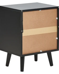 Nachttisch Rattan Schwarz / Beige 2 Schubladen 30 X 40 X 52 Cm Opoco
