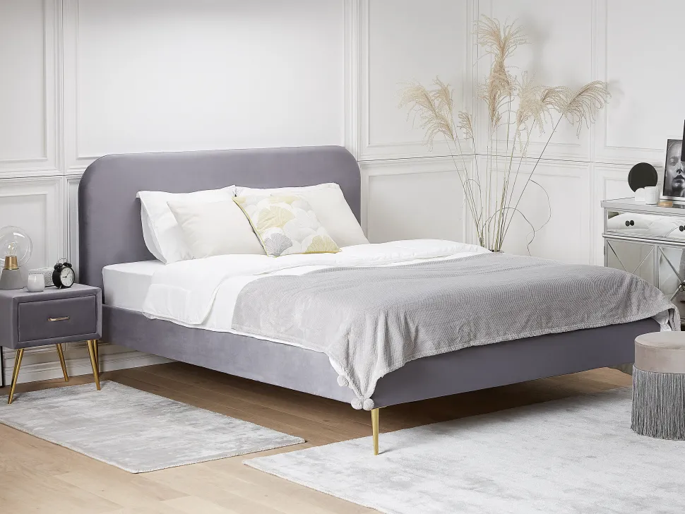 Nachttisch Samtstoff Grau / Gold 1 Schublade 38 X 46 X 49 Cm Flayat
