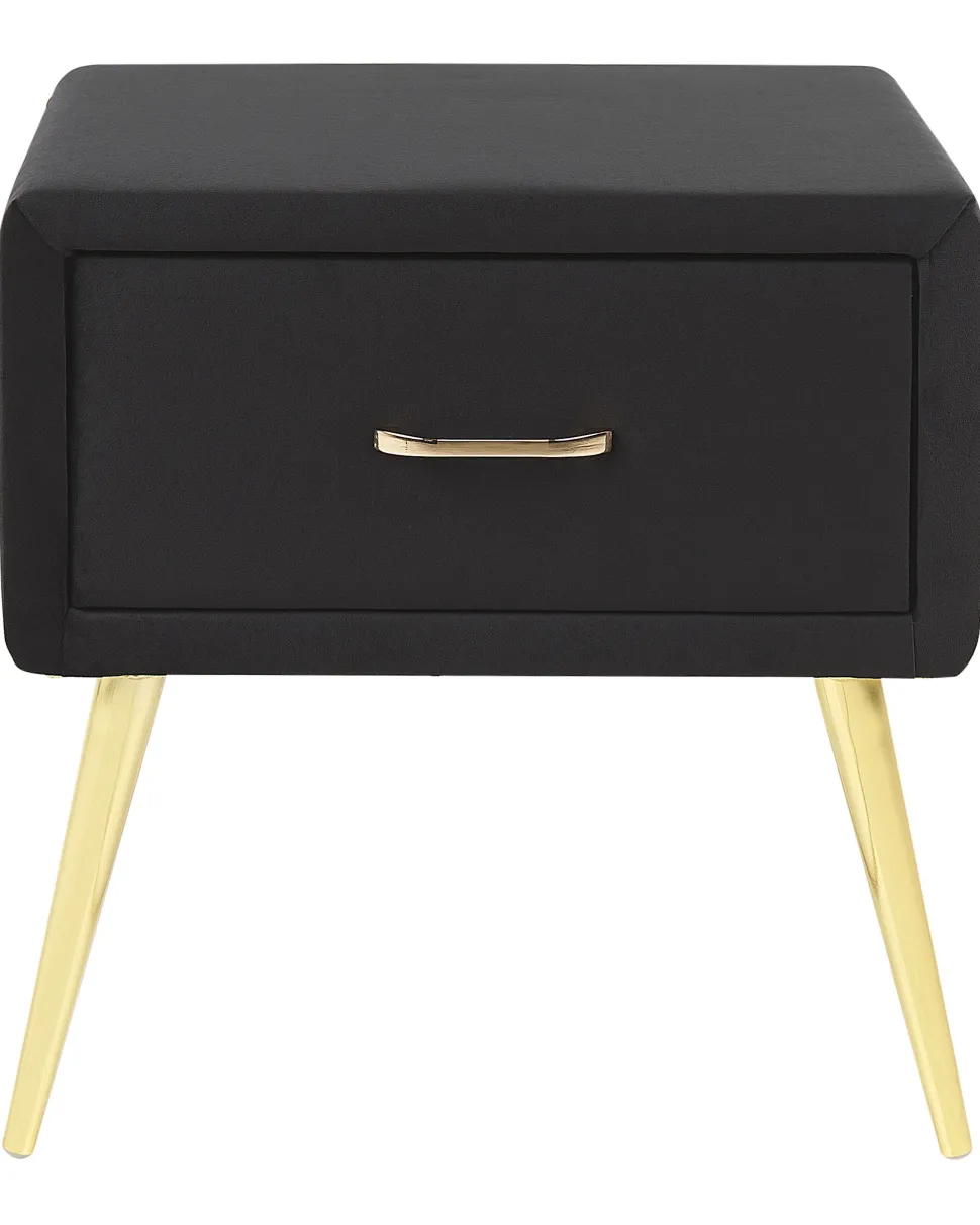 Nachttisch Samtstoff Schwarz / Gold 1 Schublade 38 X 46 X 49 Cm Flayat