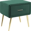 Nachttisch Samtstoff Smaragdgrun / Gold 1 Schublade 38 X 46 X 49 Cm Flayat