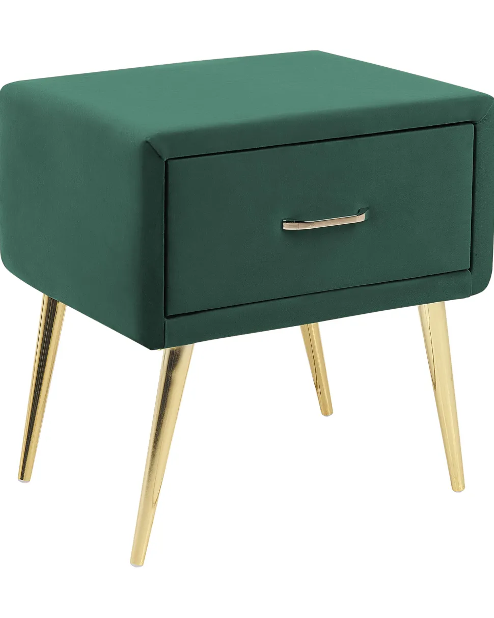 Nachttisch Samtstoff Smaragdgrun / Gold 1 Schublade 38 X 46 X 49 Cm Flayat