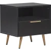 Nachttisch Schwarz Rechteckig 50 X 40 Cm Indio