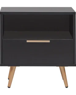 Nachttisch Schwarz Rechteckig 50 X 40 Cm Indio