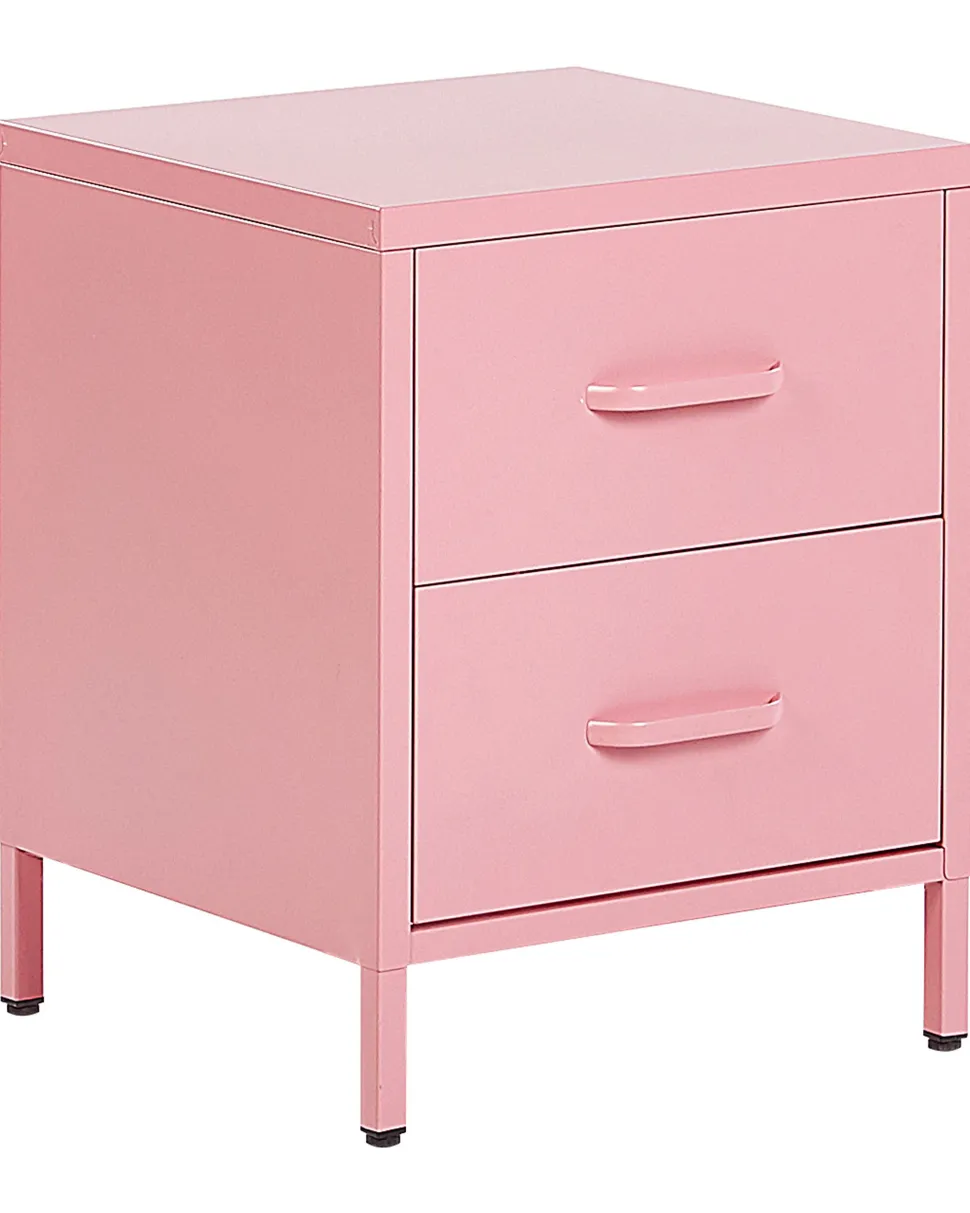Nachttisch Stahl Rosa Matt 2 Schubladen Malavi