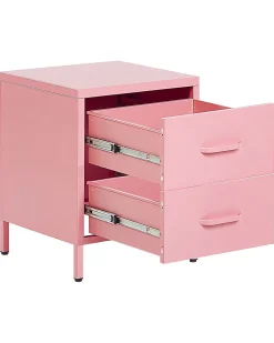 Nachttisch Stahl Rosa Matt 2 Schubladen Malavi