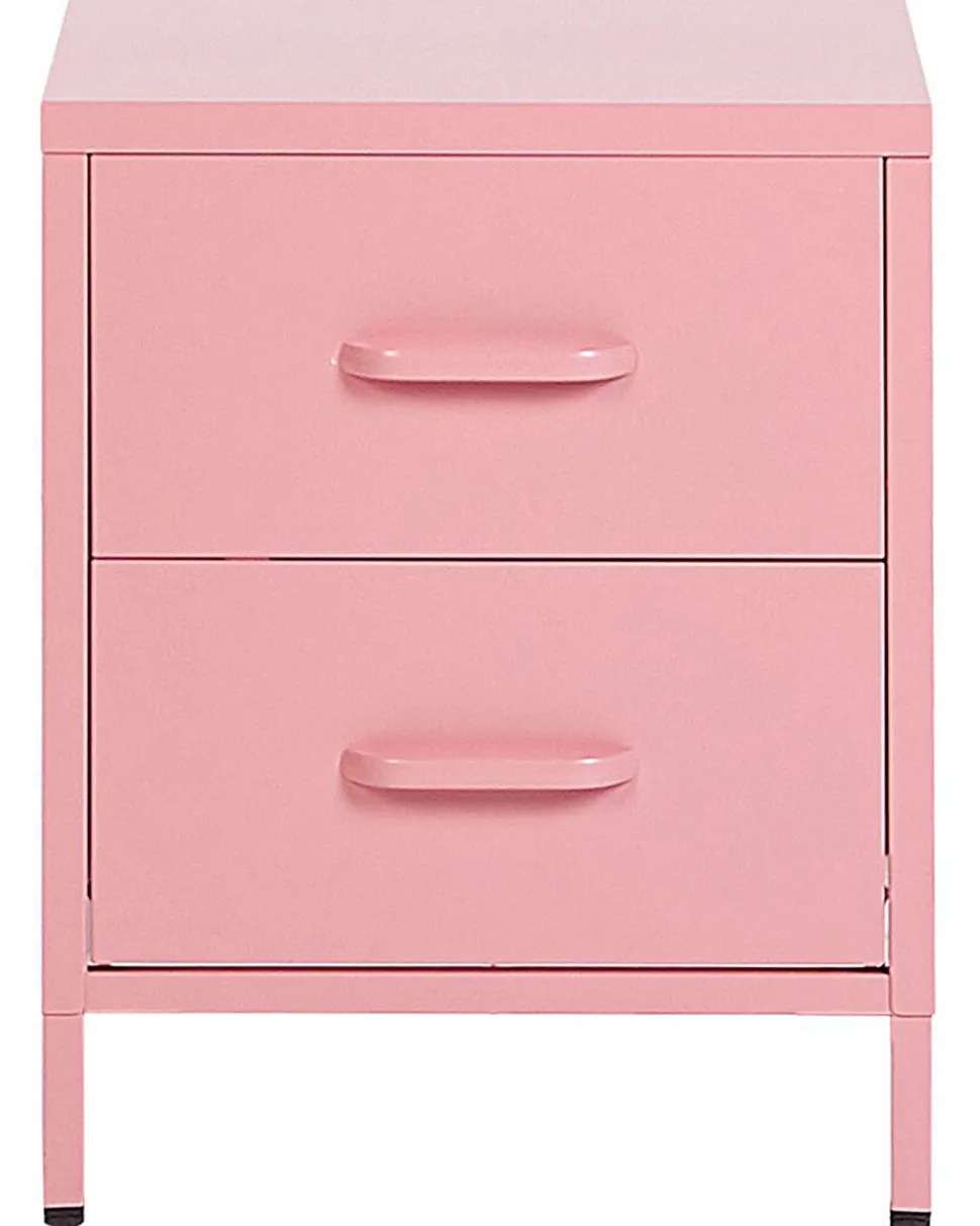 Nachttisch Stahl Rosa Matt 2 Schubladen Malavi