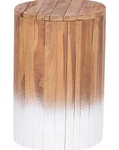 Nachttisch Teakholz Hellbraun / Weis 30 Cm Movas