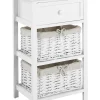 Nachttisch Weis / Beige Mit 2 Korben Schublade Flowella