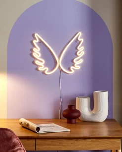 Neonlicht Led Wanddeko Weis Engelsflugel 33 Cm Gabriel