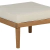 Ottomane Akazienholz Hellbraun Auflage Creme Baratti