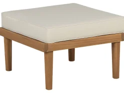 Ottomane Akazienholz Hellbraun Auflage Creme Baratti