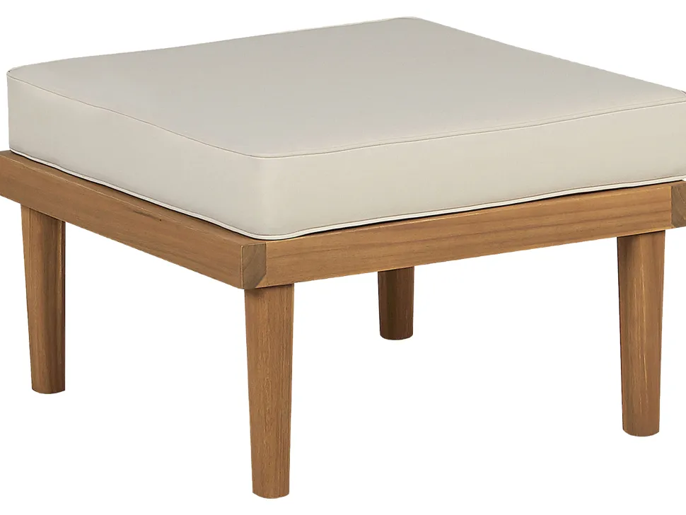 Ottomane Akazienholz Hellbraun Auflage Creme Baratti