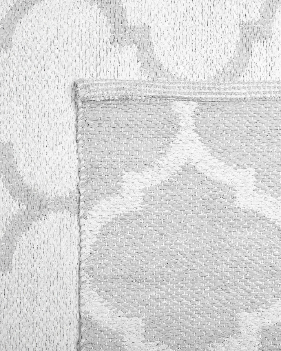 Outdoor Teppich Grau 160 X 230 Cm Marokkanisches Muster Zweiseitig Kurzflor Aksu